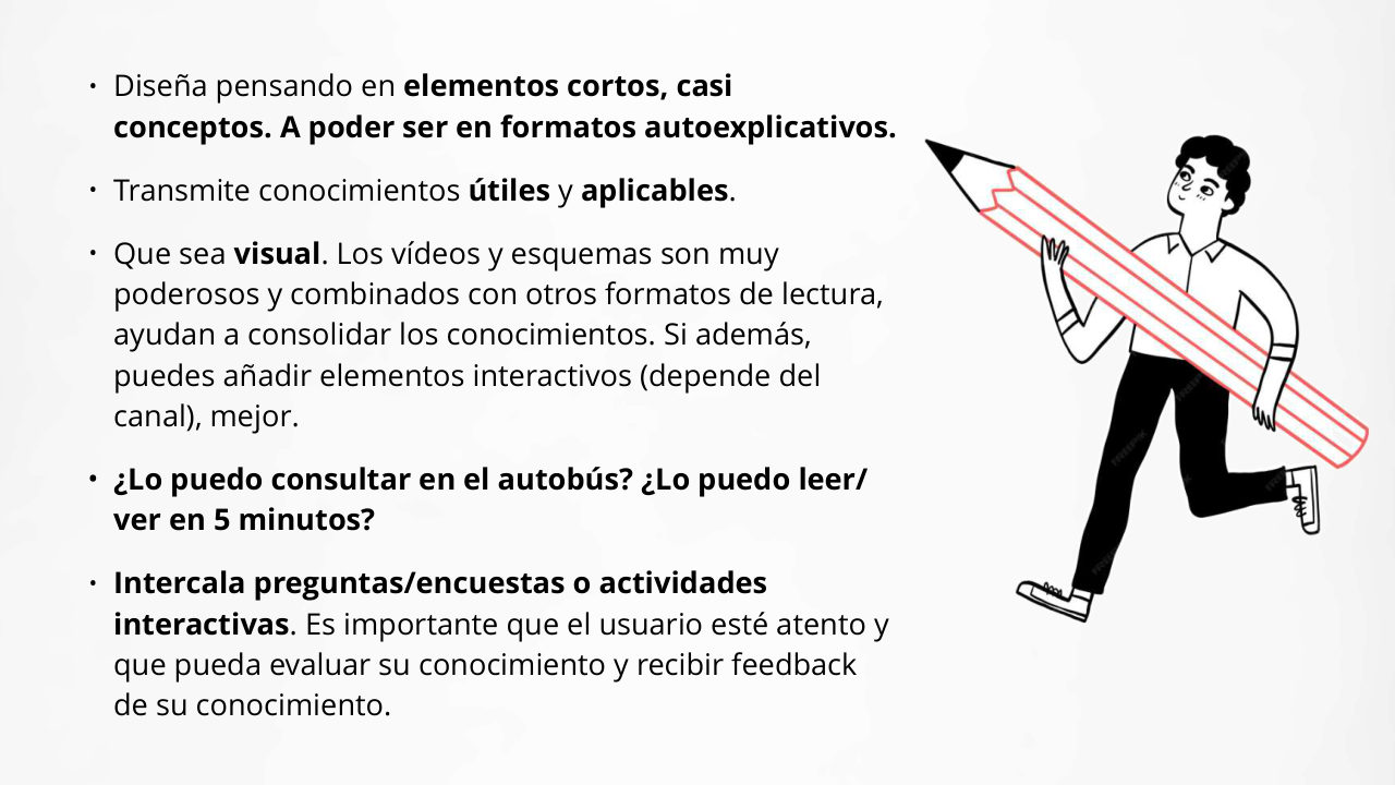 Presentación: conceptos clave del microlearning — 19 / 22