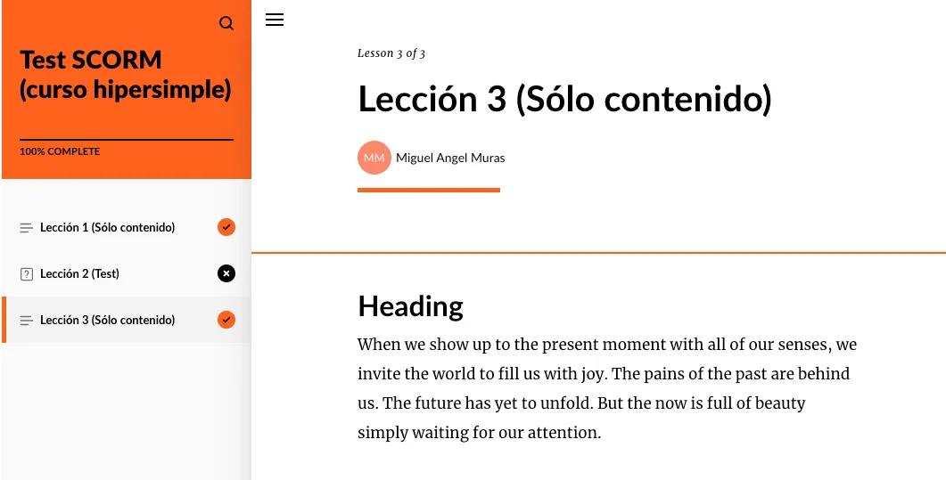 Capturar el seguimiento SCORM en Moodle con Articulate RISE 360