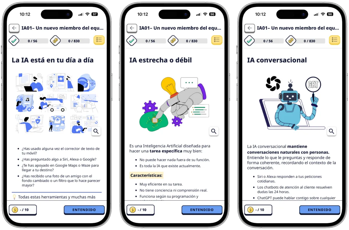 Vista del microcurso Un nuevo miembro del equipo